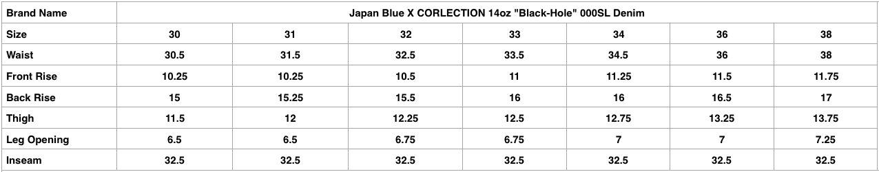 Japan Blue X CORLECTION 14oz "Black-Hole" 000SL Denim (Slim Tapered Fit)