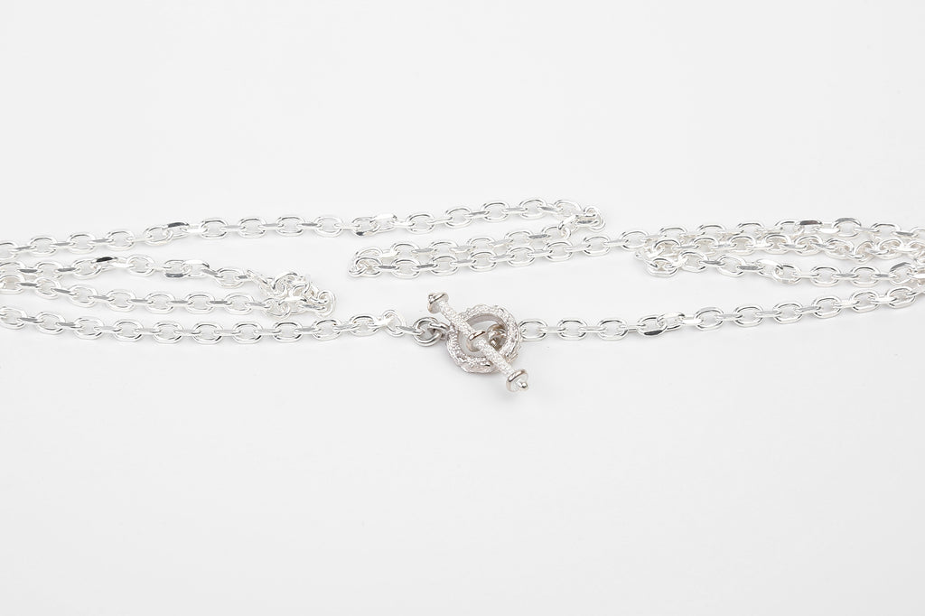 Legend Small Silver Necklace With “Flora" T-Bar