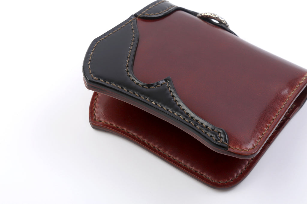 The Flat Head Cordovan Mini Wallet(Whiskey Body X Black Quarter)