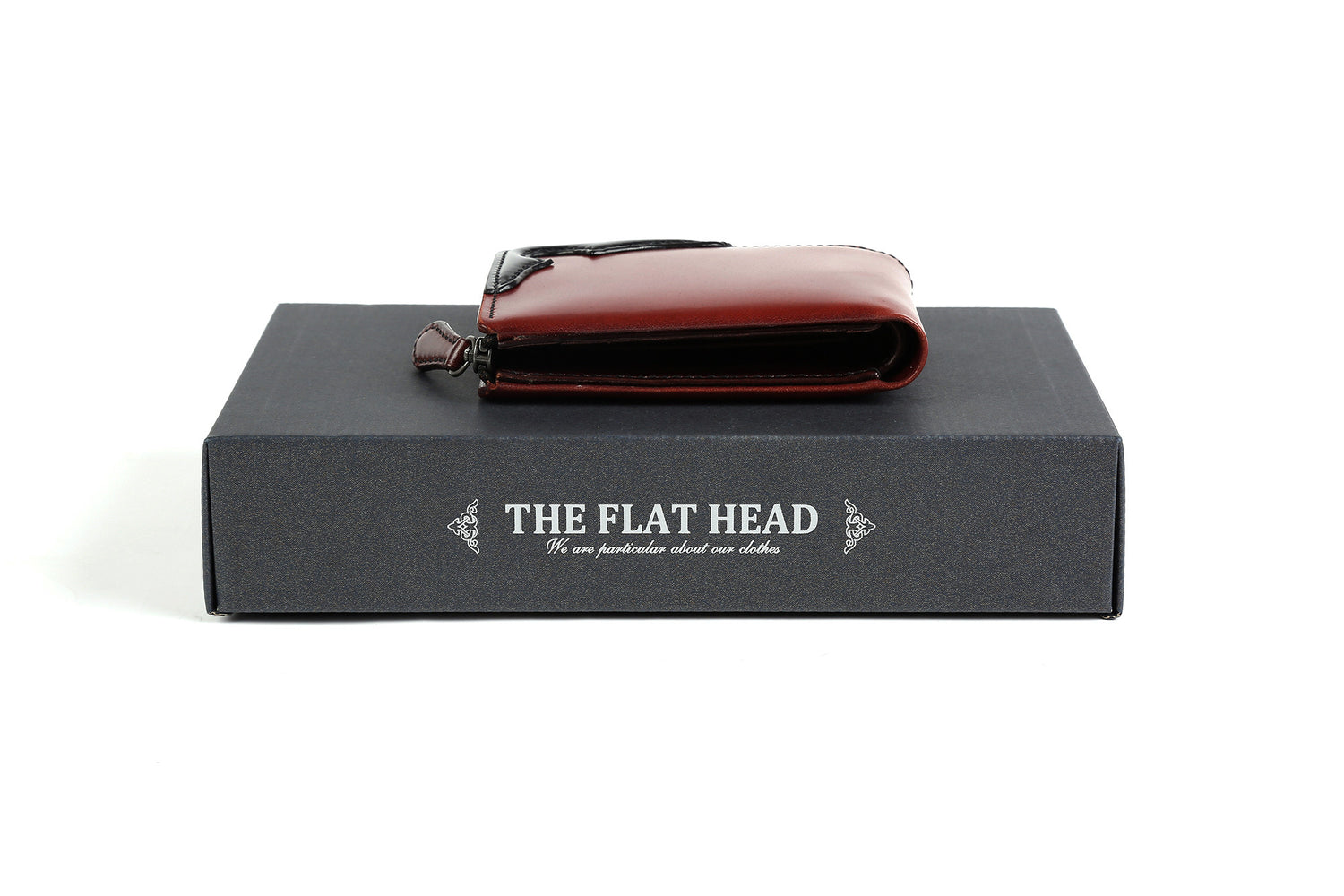 The Flat Head cordovan half zip short wallets