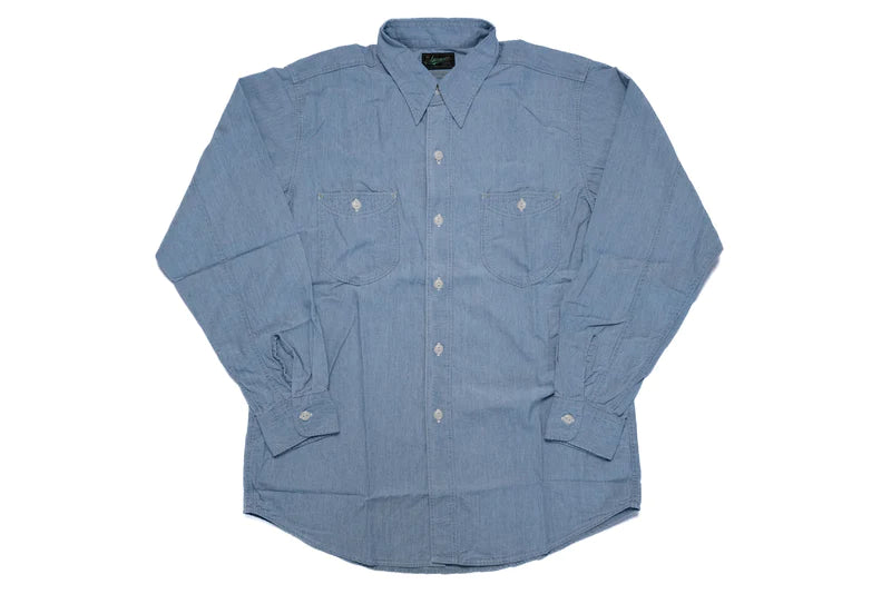 STEVENSON OVERALL 6OZ "DOMINATOR" INDIGO CHAMBRAY WORKSHIRT