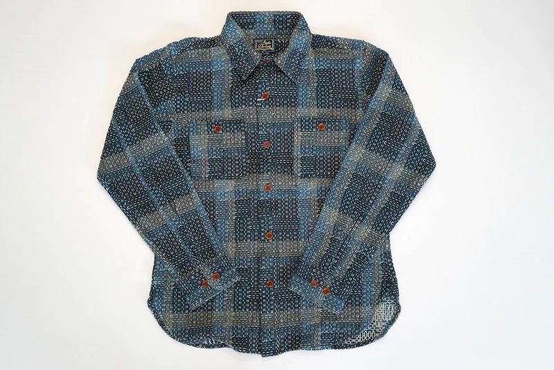 STUDIO D'ARTISAN 12OZ ”NORAGI“ SASHIKO WORKSHIRT (INDIGO)