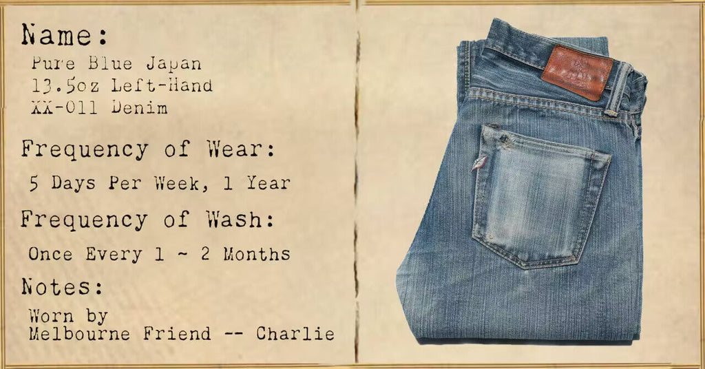 FILE 002:Pure Blue Japan 13.5oz Left-Hand XX-011 Denim -- 1 Year of Wear