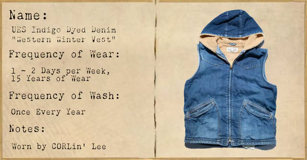 FILE 017: UES Indigo Dyed Denim "Western Winter Vest" -- 15 Years of Wear
