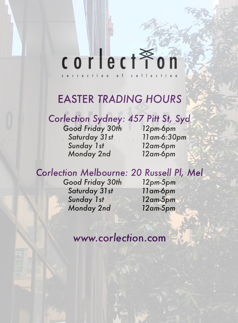 EASTER OPENNING HOURS