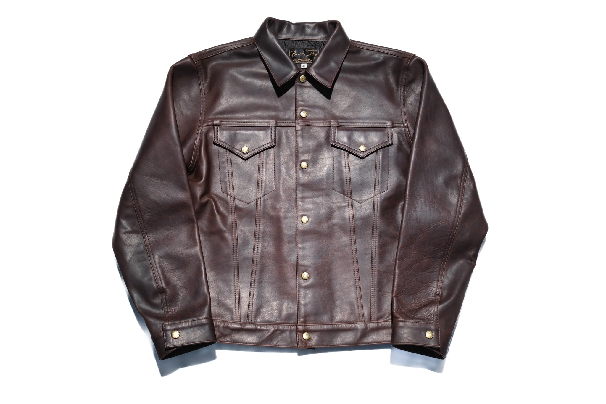 BONCOURA Hand-Waxed Horsehide Type 3 Jacket (Brown Teacore 