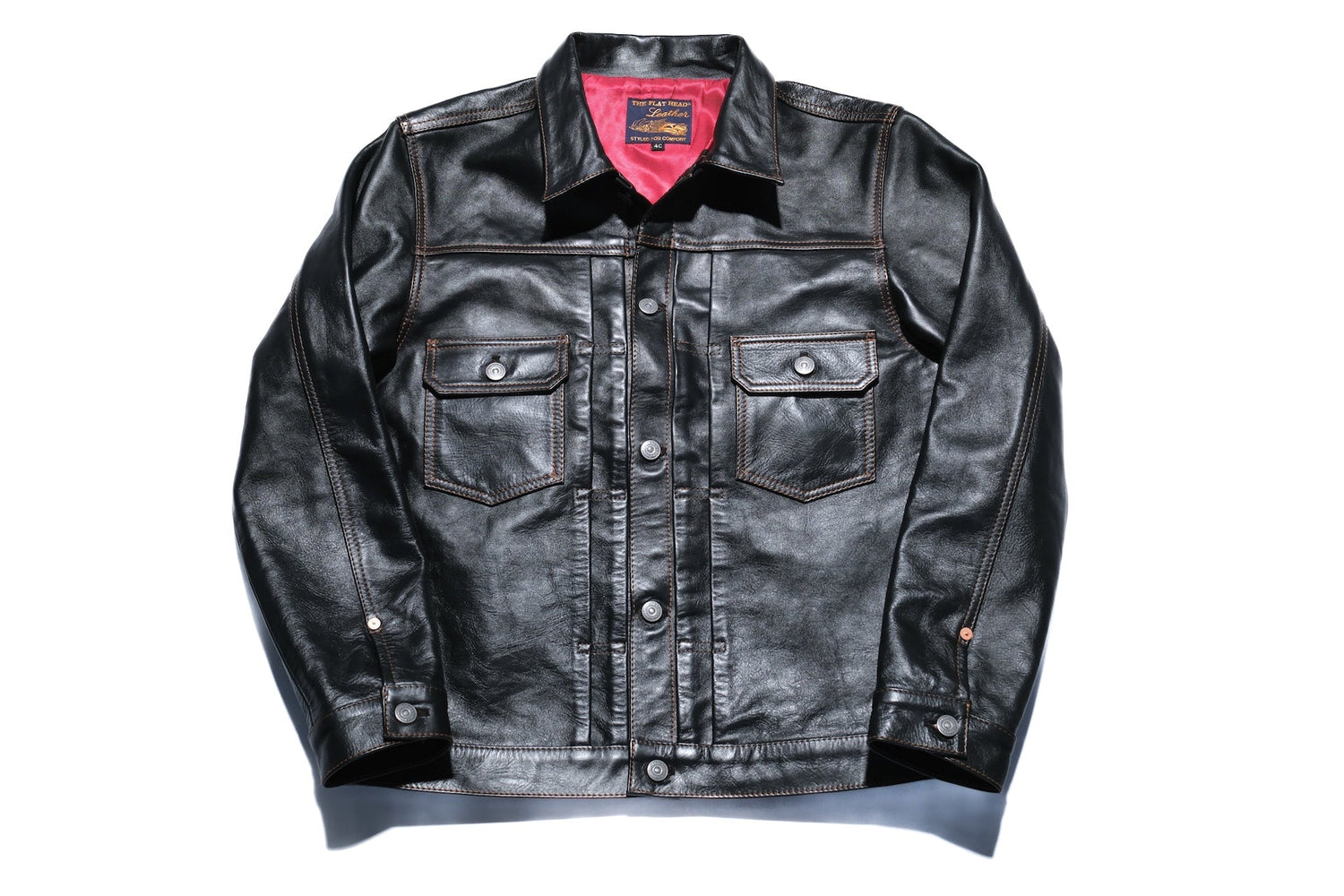 The Flat Head 'Ultimate' Horsehide Type 2 Jacket (Black Tea-cored)