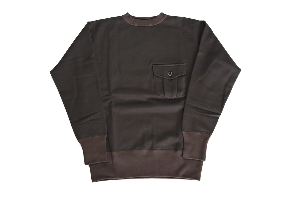 Freewheelers 11oz Set-In Sleeve Loopwheeled "Pocket Sweatshirt" (Soot Black X Charcoal Black)