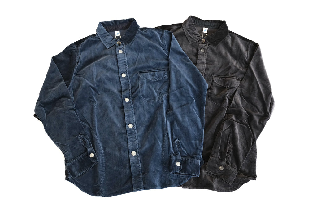 Pure Blue Japan Cotton Velvet C.P.O Jacketed Shirt