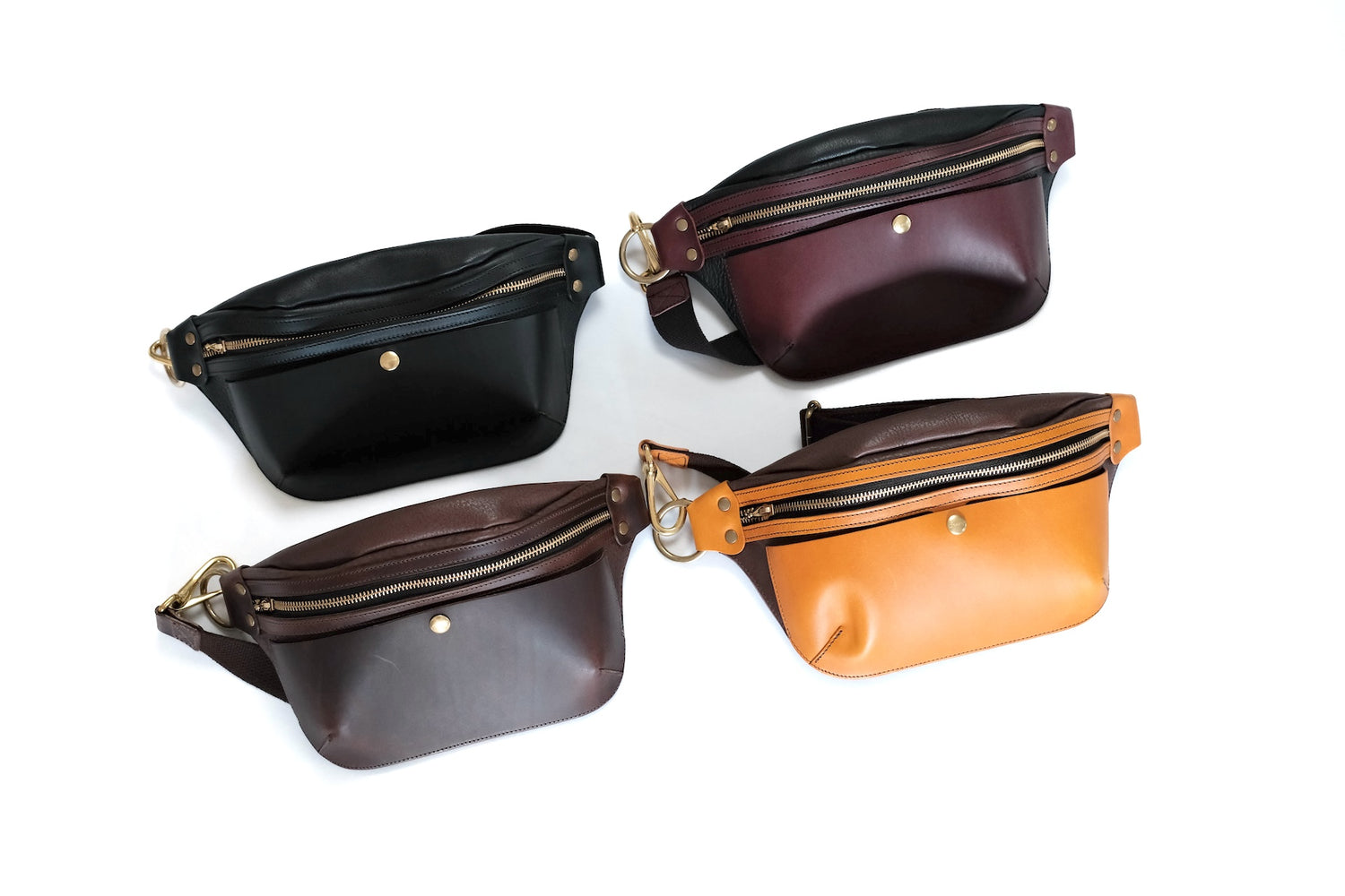 Ikenohata Ginkawaten Dual Leather Pocket Bag