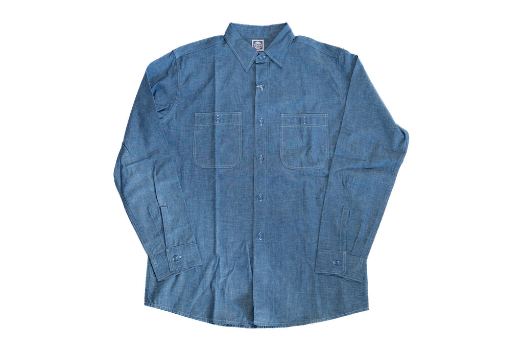 John Gluckow X Warehouse 8oz "Signature" USN Selvage Chambray Workshirt (Indigo)