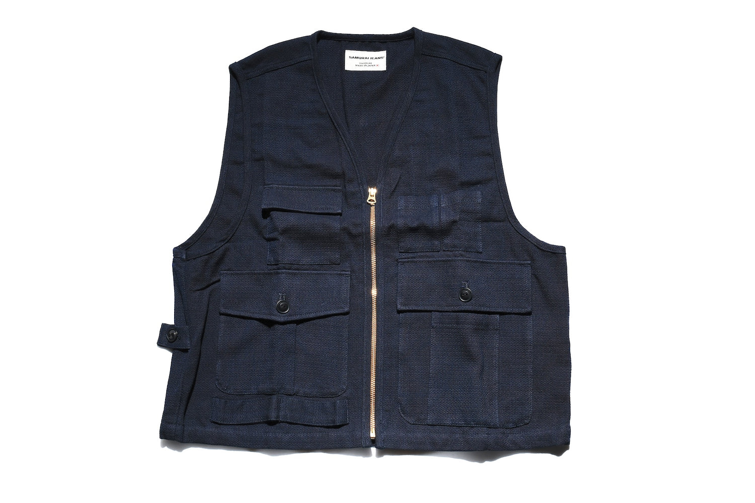 Samurai "Aimadara" Indigo Dyed Dobby Field Vest