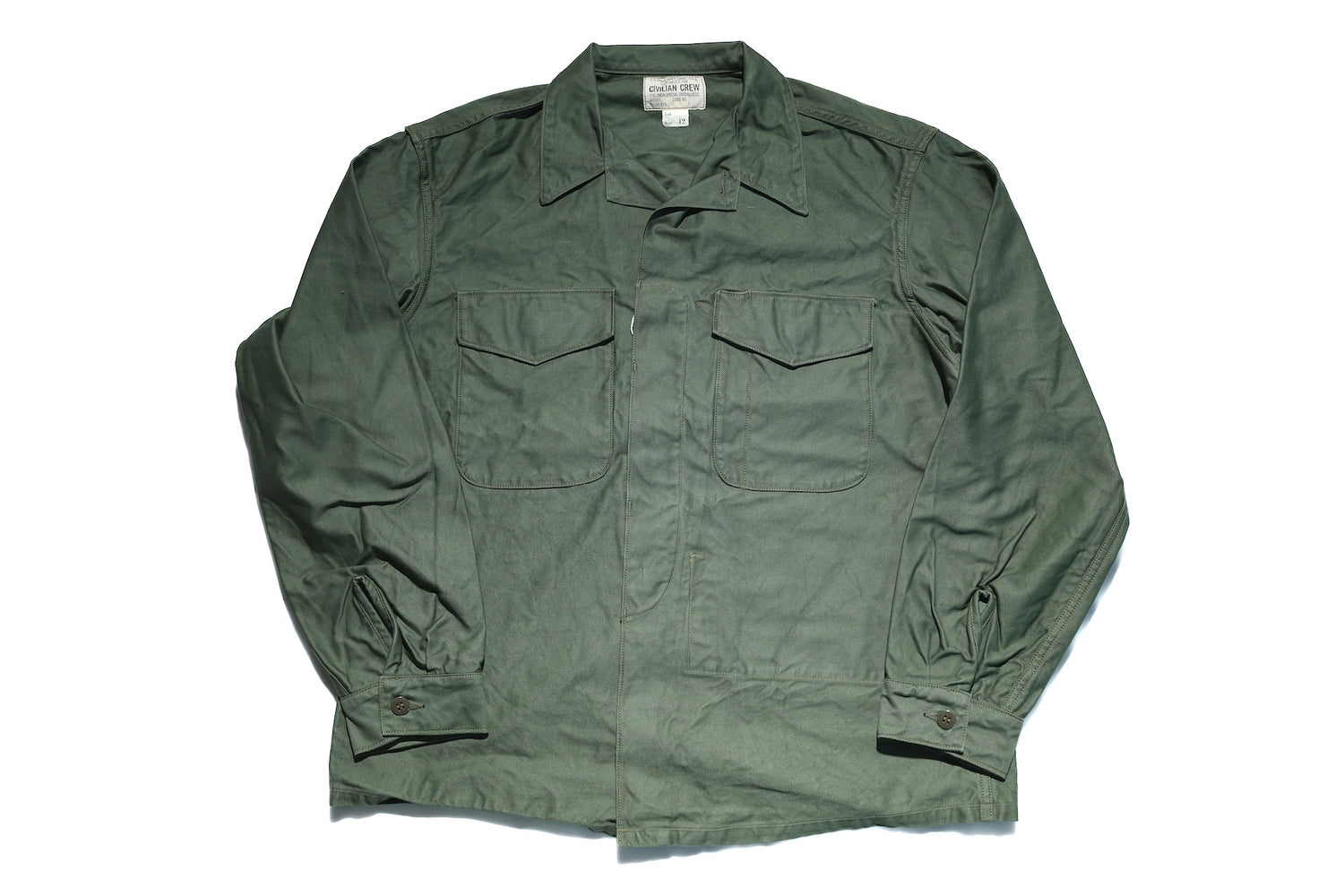 Freewheelers Military Back Satin "Combat Utility Jacket" (Olive Green)