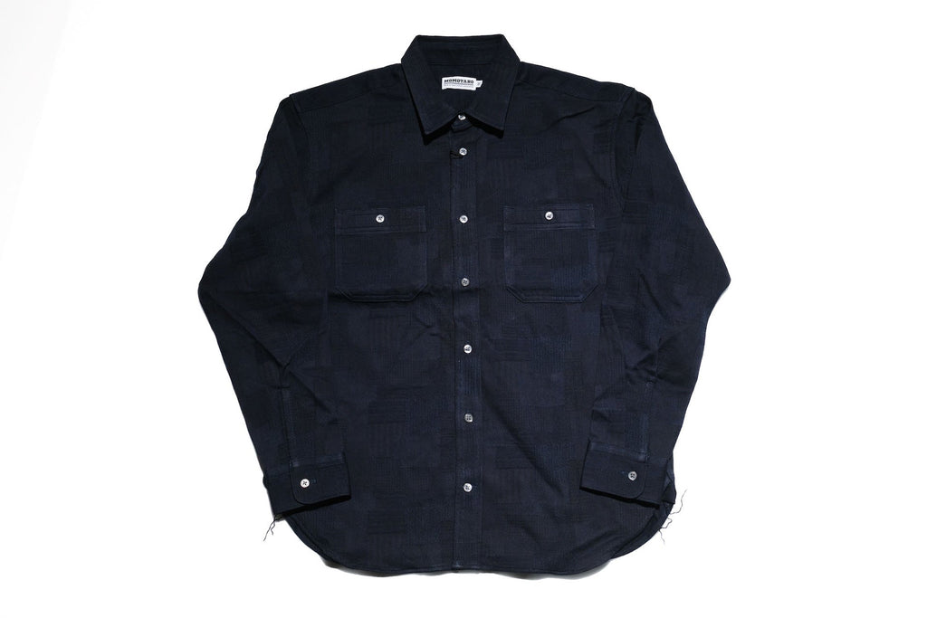 Momotaro 10oz Indigo Dyed "Patchwork Style" Jacquard Workshirt