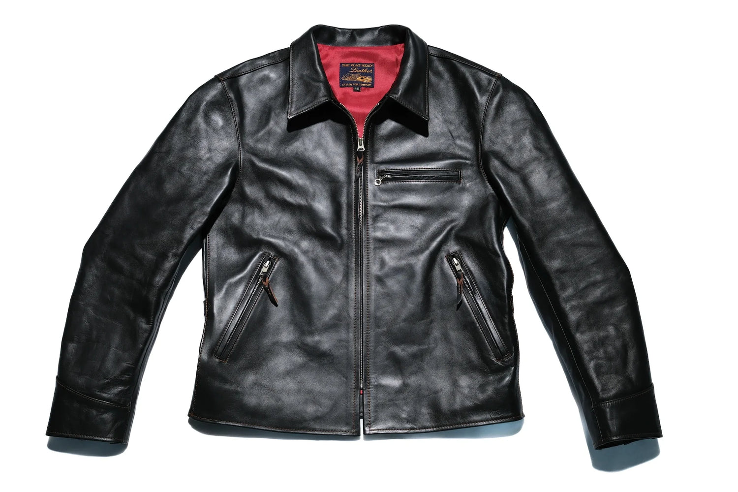 The Flat Head 'Ultimate' Horsehide 40s Single Riders Jacket (Black Tea-cored)