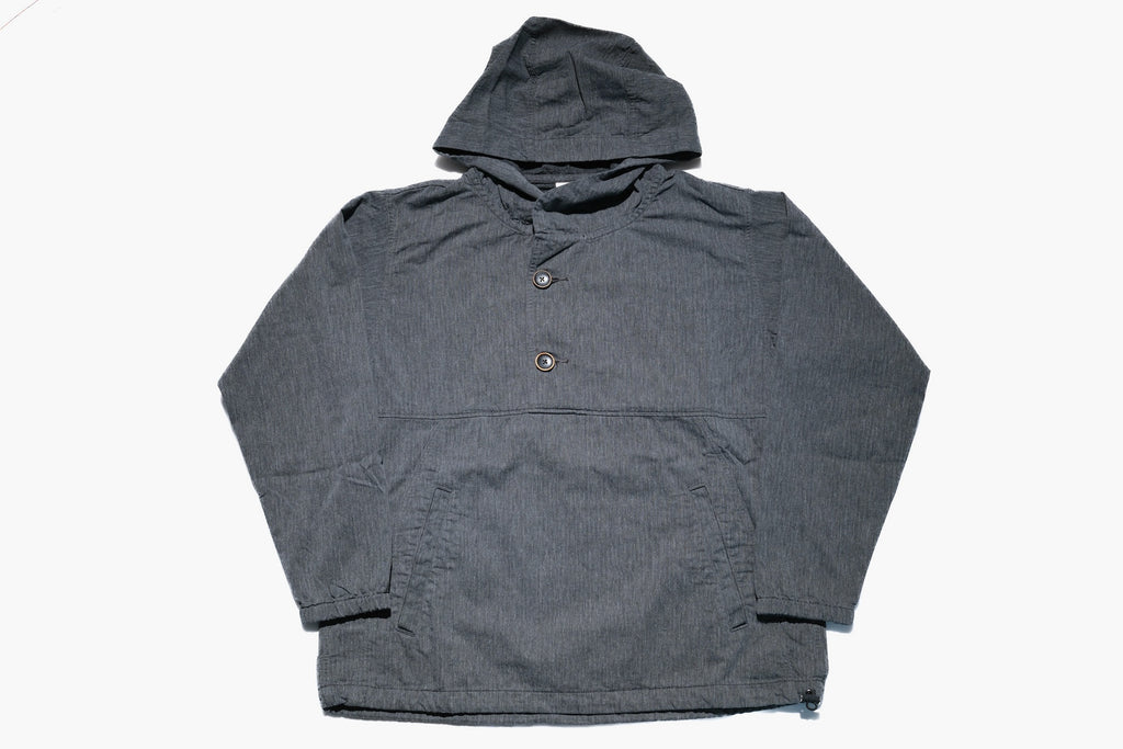 Pure Blue Japan "All-Seasons" HBT Hooded Pullover (Heather Grey X Black)