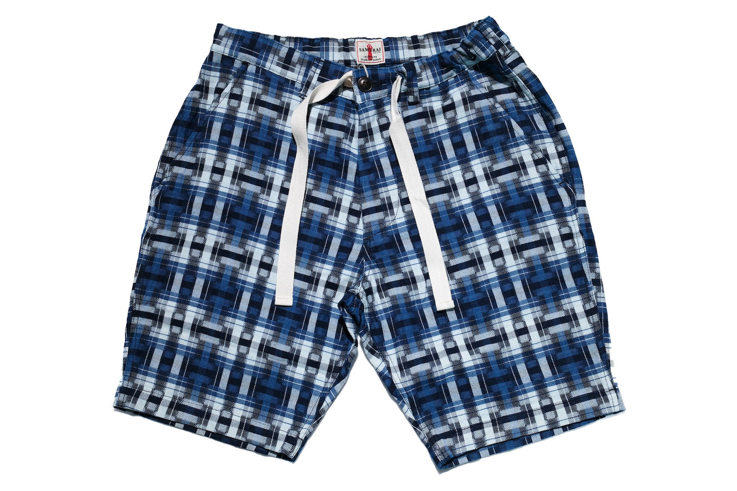 Samurai "Broken Lattice" Natural Indigo Dyed Easy Shorts