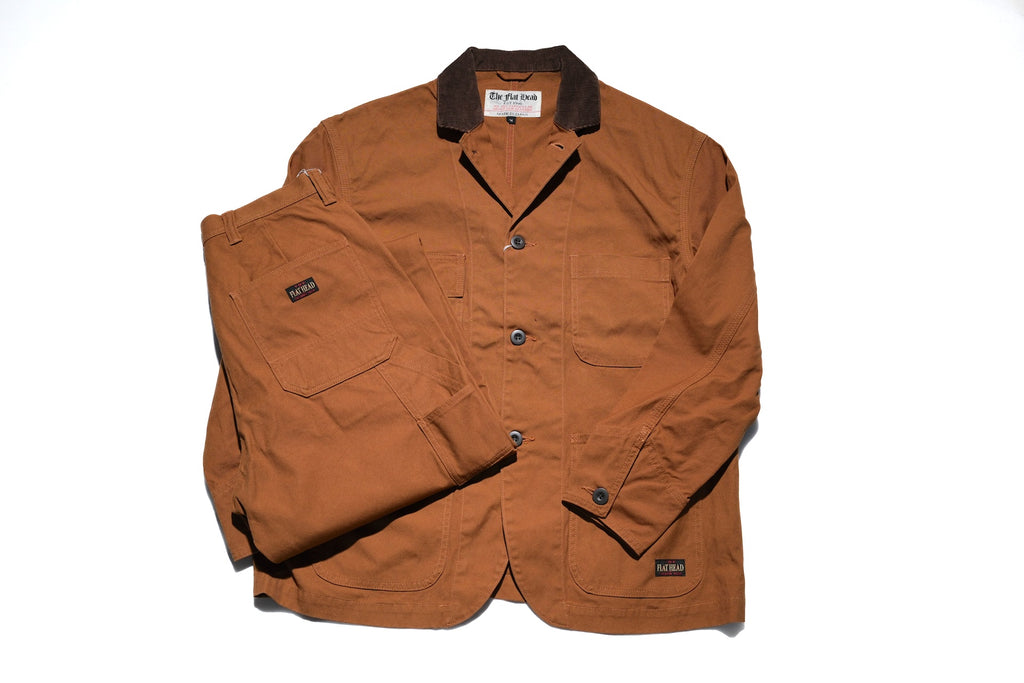 The Flat Head 11oz Duck Canvas Worker Jacket (Brown)