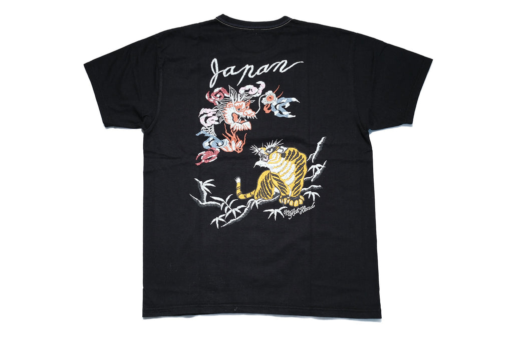 The Flat Head 9oz "Tiger & Dragon" Loopwheeled Tee (Black)