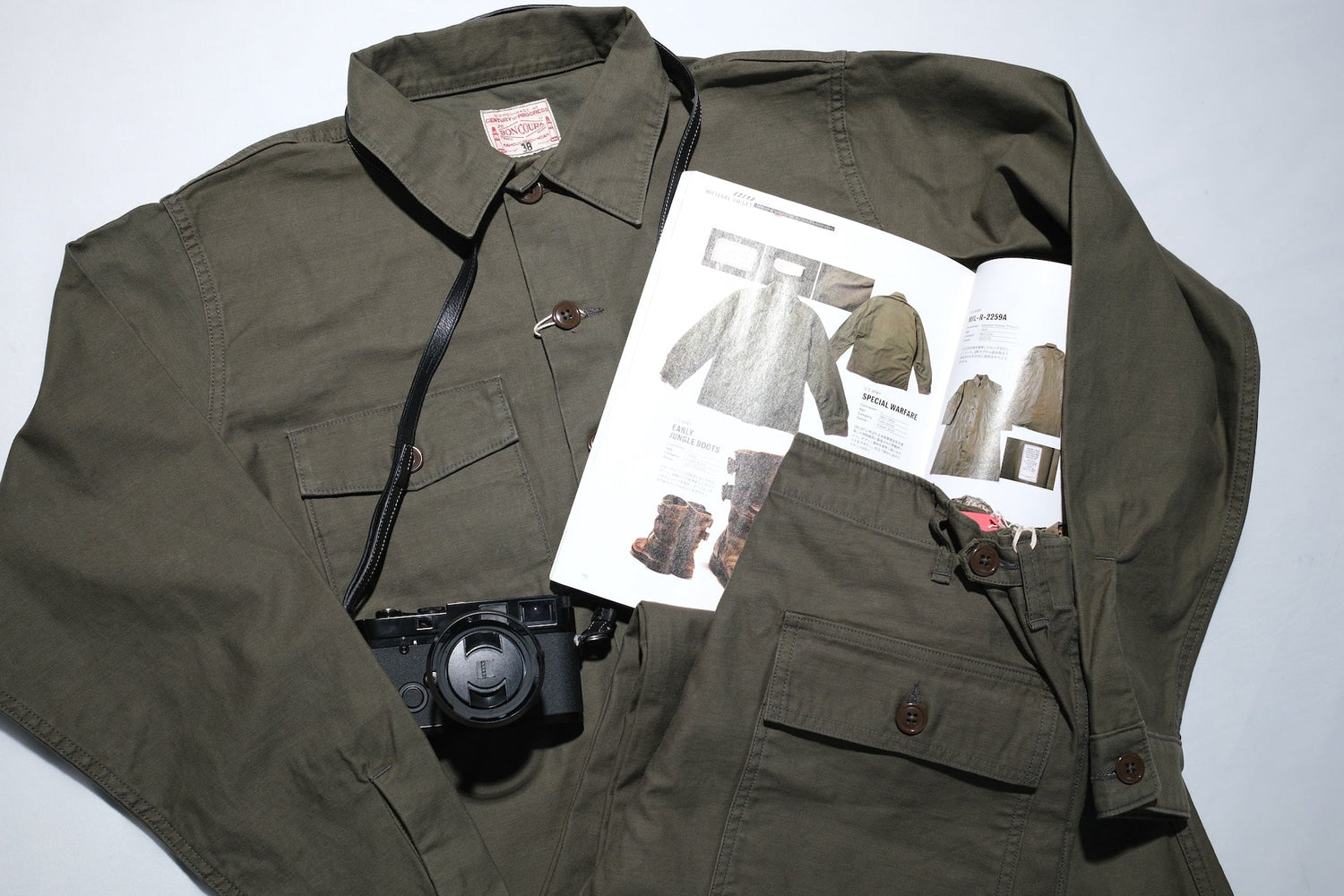 BONCOURA 12.5oz Back Satin US Army Utility Jacketed Shirt (Olive)