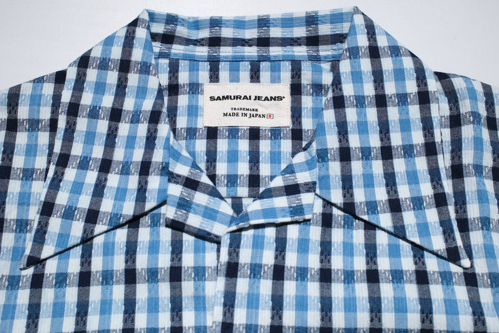 Samurai Natural Indigo Dyed “Diamond Sashiko” S/S Aloha Shirt