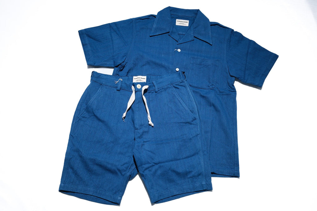 Samurai 10oz Natural Indigo Dyed HBT S/S Aloha Shirt & Easy Shorts