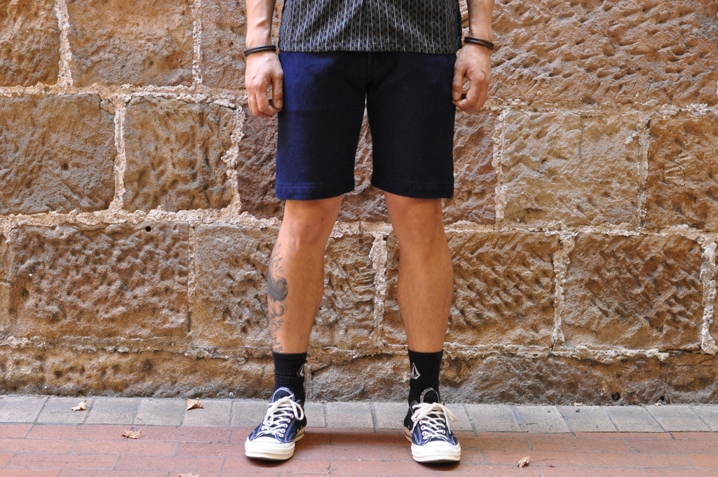 STUDIO D'ARTISAN 15OZ SASHIKO 'KASE' SHORTS