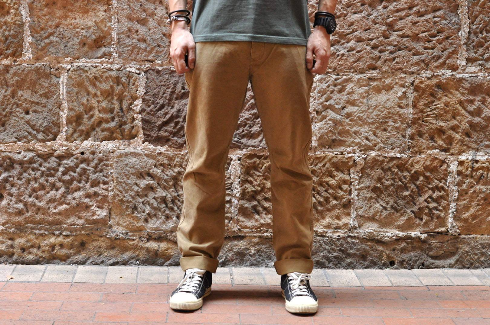 STEVENSON OVERALL CO. 'COLTS' MILITARY CHINOS (CAMEL) - CORLECTION