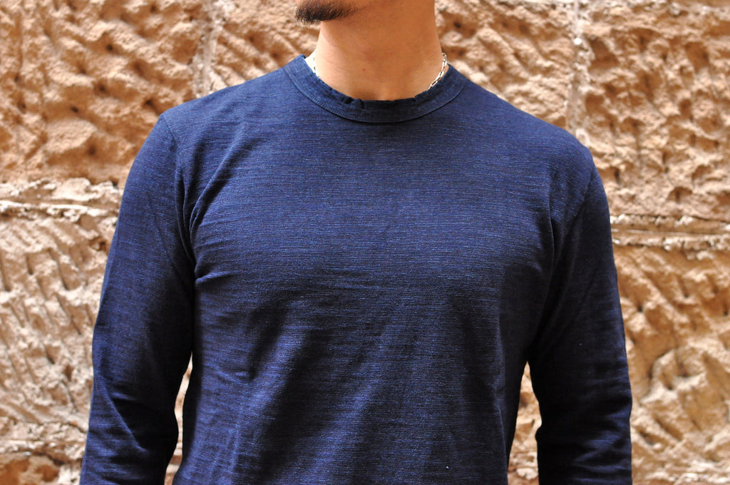 PURE BLUE JAPAN 7OZ INDIGO DYED 'SLUB YARN' L/S TEE