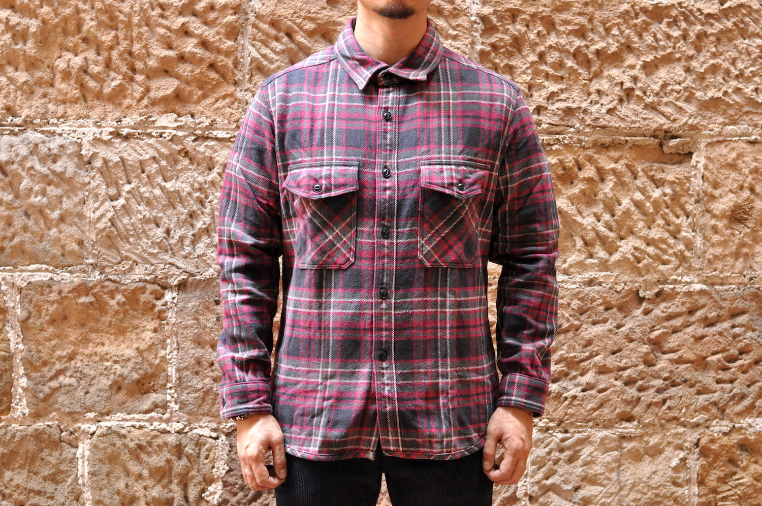 UES 15OZ ULTRA HEAVY CHECK FLANNEL SHIRT (ASH RED)