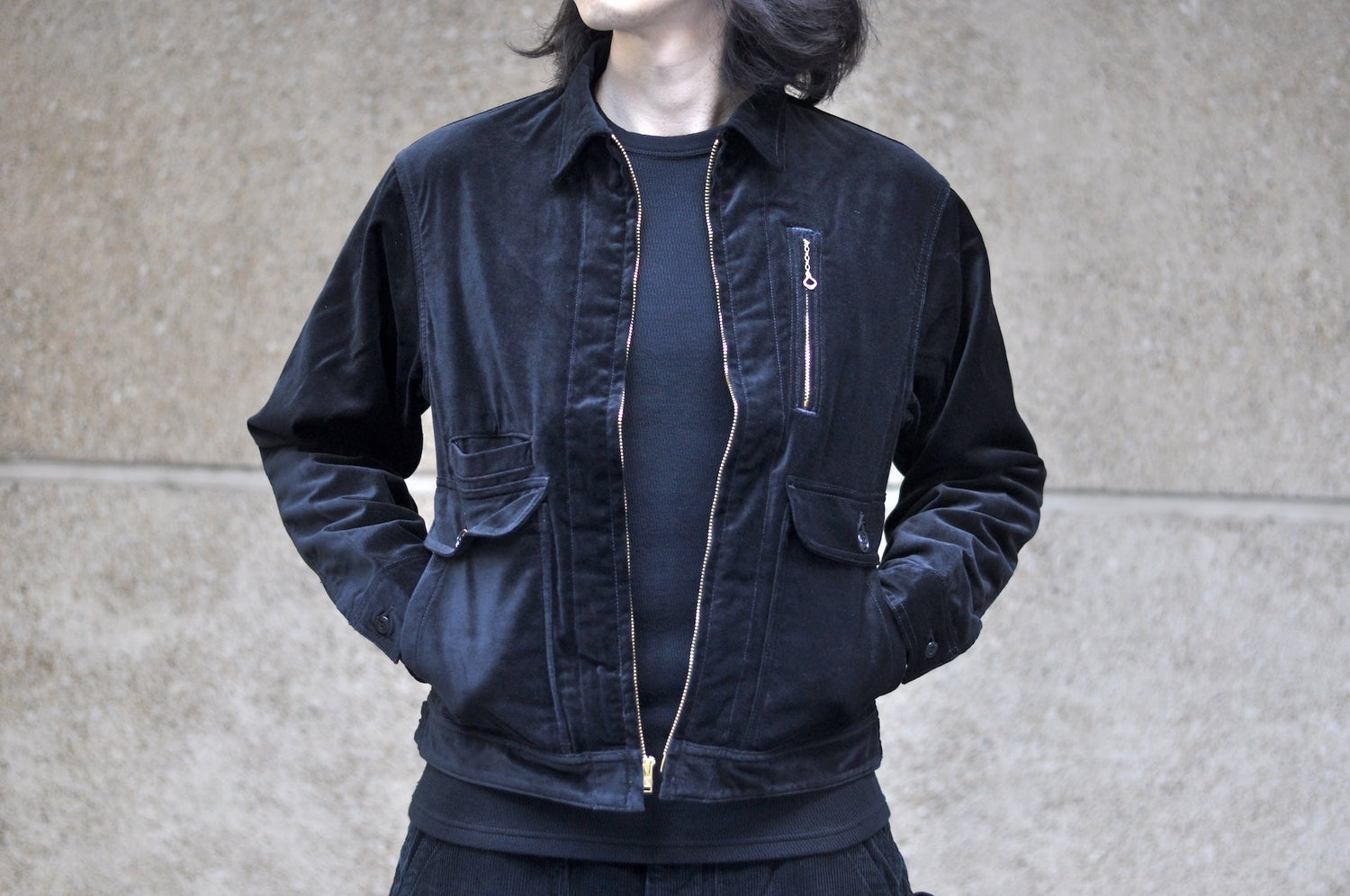 Freewheelers Velveteen “Night Riders” Garage Worker Jacket (Rude Black)
