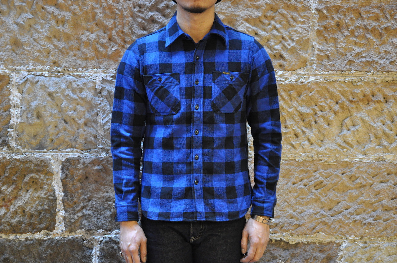 Iron Heart Ultra Heavy Flannel Workshirt (Blue X Black)