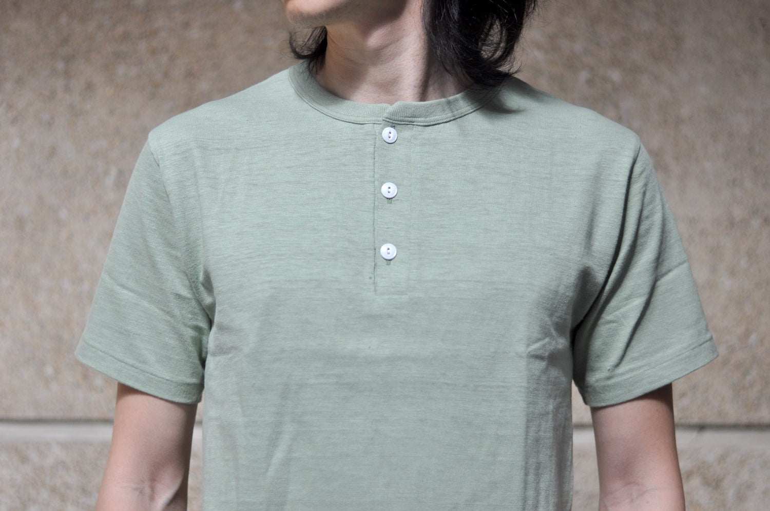 Warehouse 5.5oz "Bamboo Textured" Henley Tee (Pale Green)