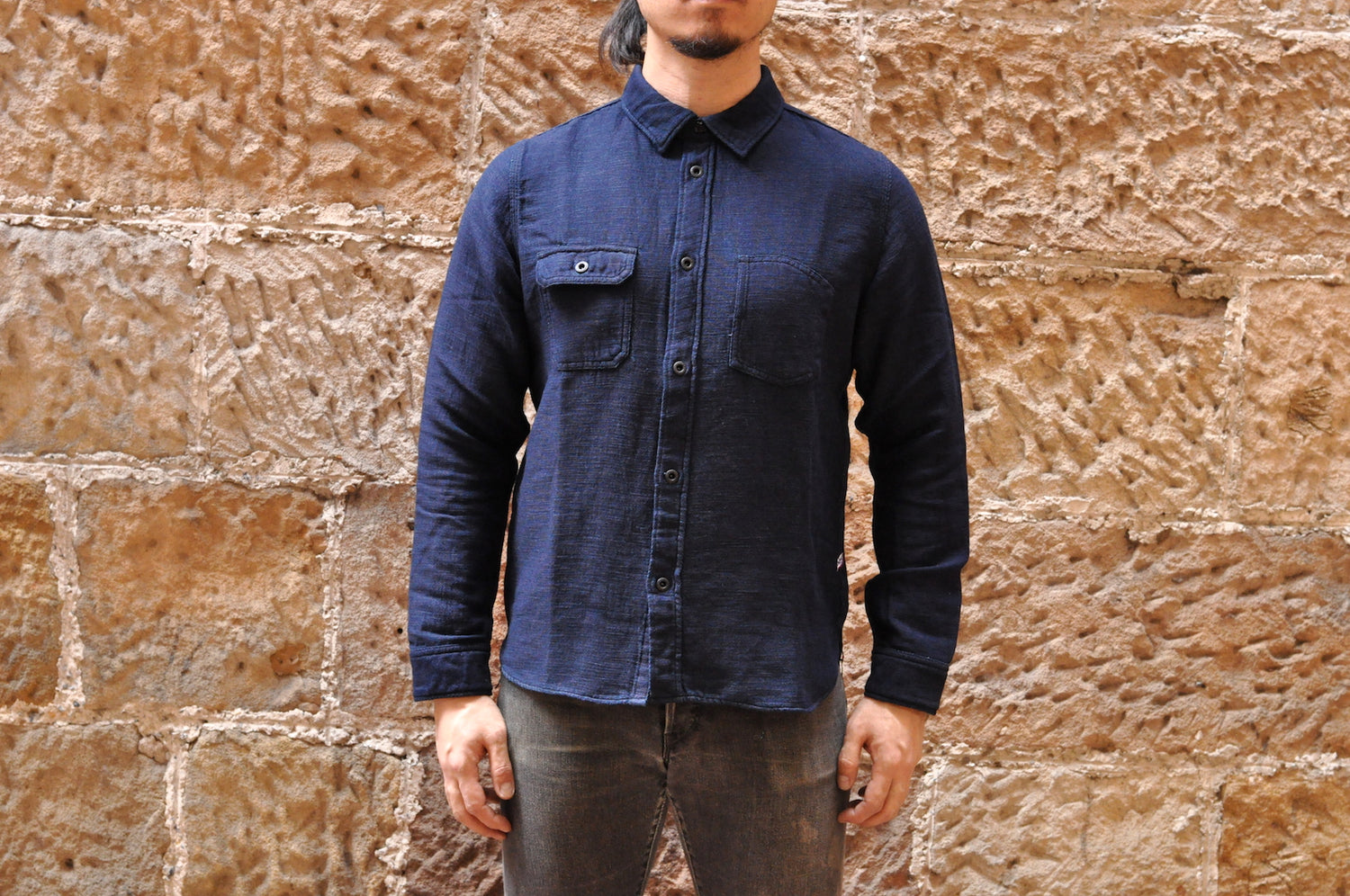 PURE BLUE JAPAN 8OZ INDIGO "GAUZE DENIM" SHIRT