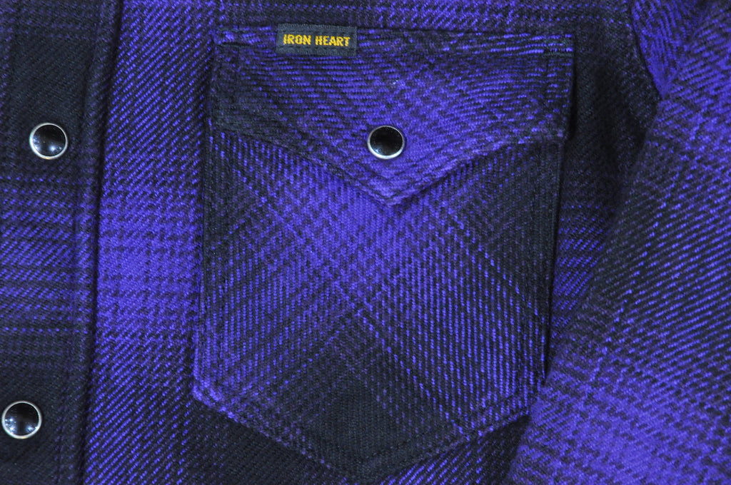 Iron Heart Ultra Heavy Flannel Western Shirt (Purple X Black)