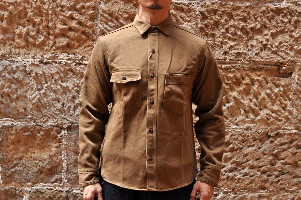 FREEWHEELERS 'GEMSA' HEAVY KERSEY WORKSHIRT (DARK BEIGE)