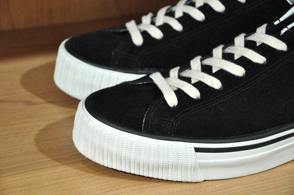 Warehouse "Flyers" Low Cut Suede Cowhide Sneakers (Black)