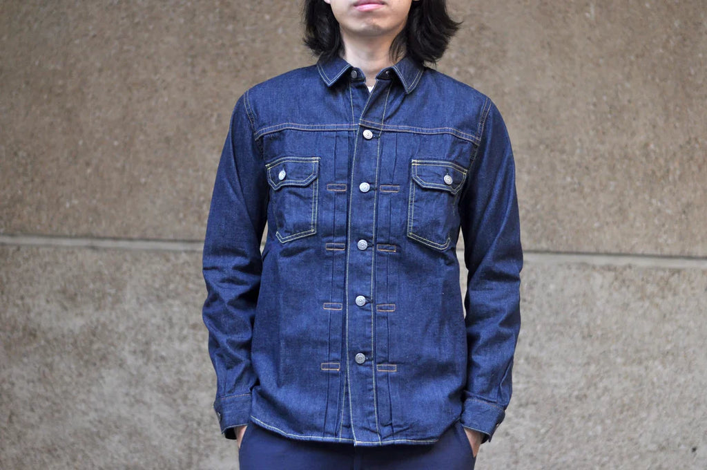 Pure Blue Japan 8oz Denim "Type 2" Jacketed Shirt (Grand Indigo)