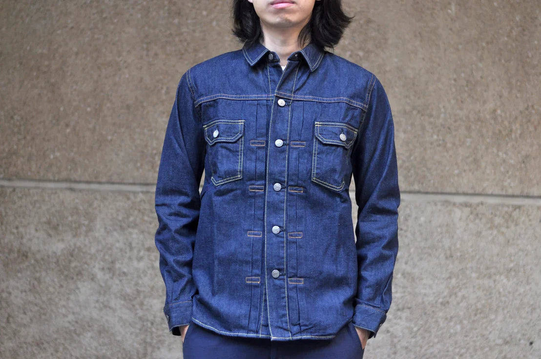 Pure Blue Japan 8oz Denim "Type 2" Jacketed Shirt (Grand Indigo)