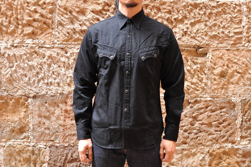 STEVENSON OVERALL 6.5OZ "CODY" BLACK DENIM WESTERN SHIRT