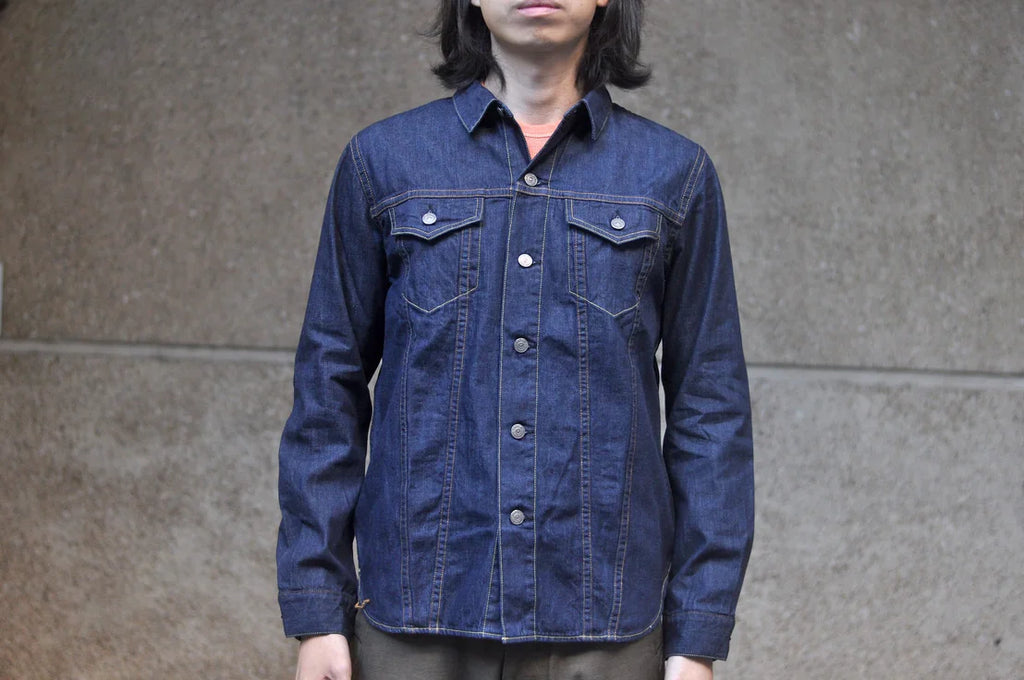 Pure Blue Japan 8oz Denim "Type 3" Jacketed Shirt (Grand Indigo)