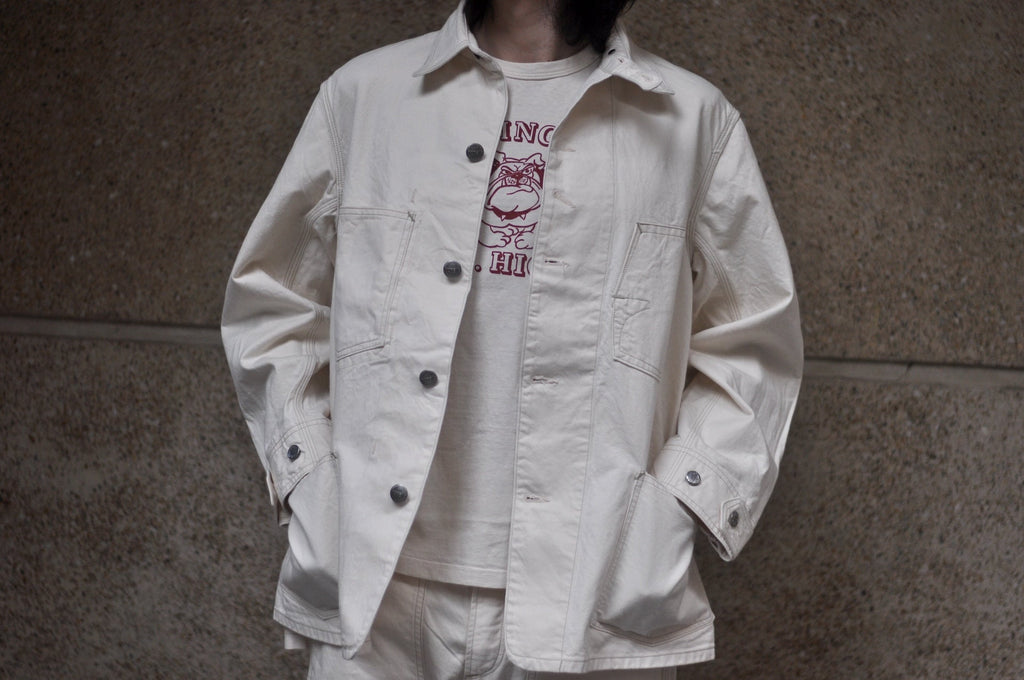 Freewheelers 11oz Lot. 100 "Ironalls" Cotton Drill Jacket (Raw White)