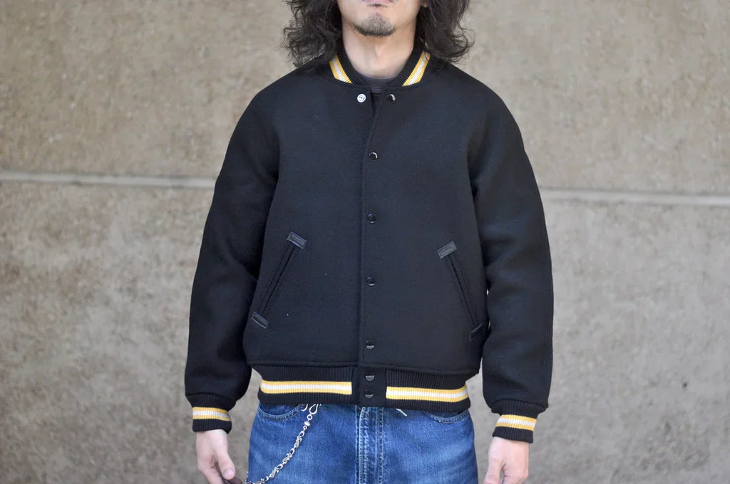 Warehouse Co. 1950s U.S Army Melton Wool Varsity Jacket (Black)