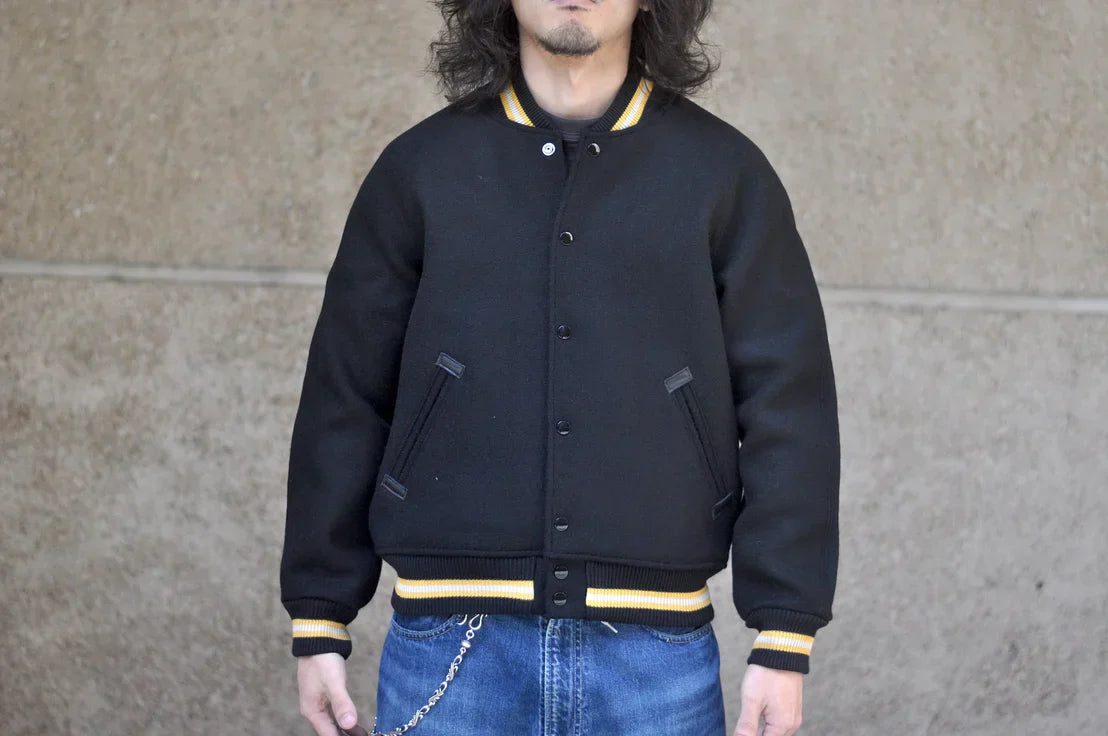 Warehouse Co. 1950s U.S Army Melton Wool Varsity Jacket (Black)
