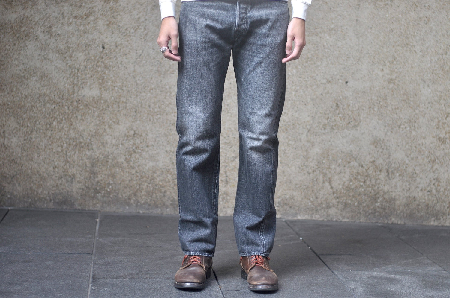 Pure Blue Japan 14oz Black Dyed “Natural Used Wash” USED-003-BK Denim (Regular Straight fit)