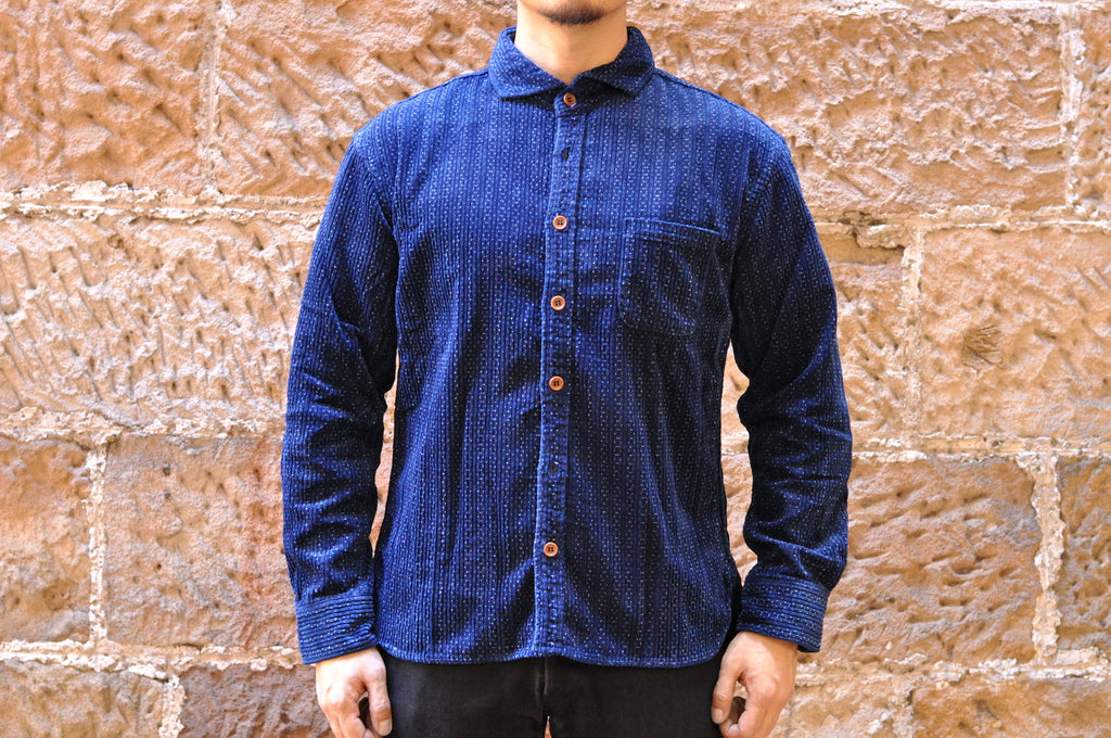 MOMOTARO 14OZ SPECKLED INDIGO CORDUROY SHIRT