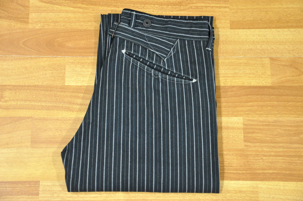 Stevenson Overall ‘Gambler’ 12oz Black Dobby Stripes Chinos (Straight Tapered fit)