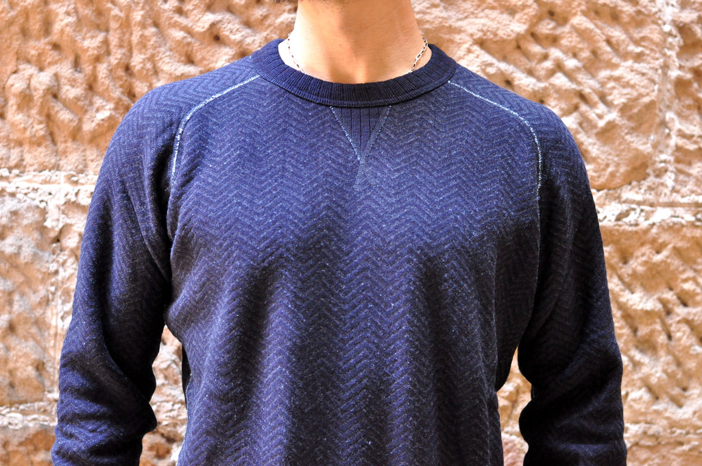 PURE BLUE JAPAN INDIGO HERRINGBONE SWEATSHIRT