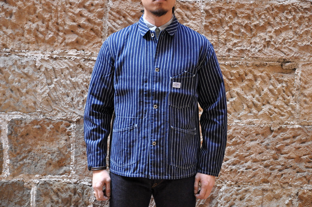 Stevenson Overall 'Golden Gate’ 10oz Indigo Dyed Dobby Stripes Jacket