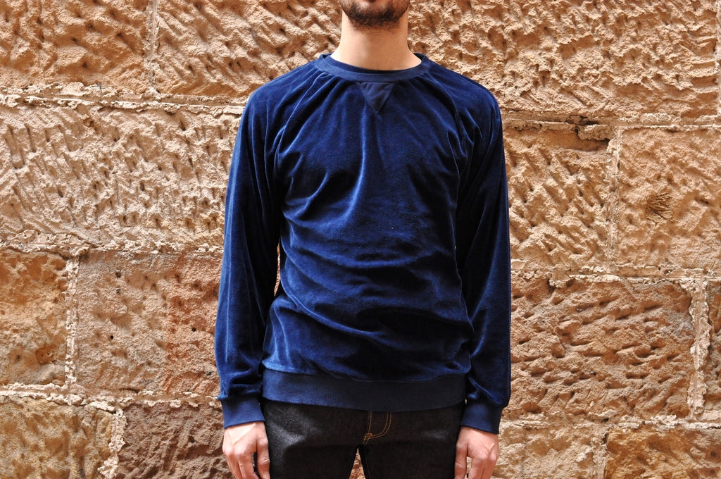 Blue Blue Japan Indigo Dyed Velvet Sweatshirt